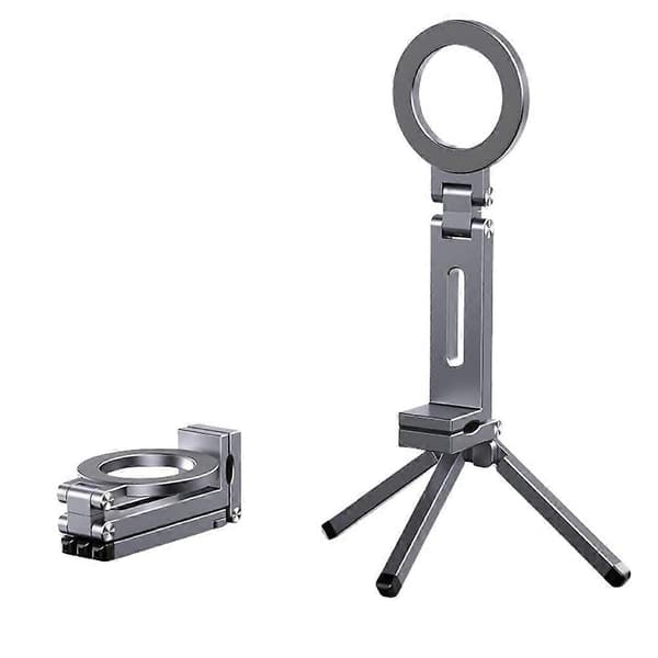 Magnetisk telefonstativ til iPhone, Magnetisk lomme telefonstativ i aluminium Grey