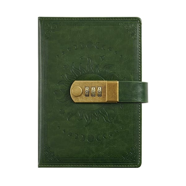 B6 Låsedagbog, Læder Adgangskode Låsedagbog, Retro Håndbogs Dagbog, Studenter Notesbog B6 (13.5x19.8 cm) grøn-FS- grøn A5