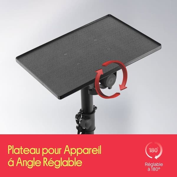Stativ for datamaskin og projektor - Justerbar 65 til 100 cm - Robust metall - Vippbar plattform