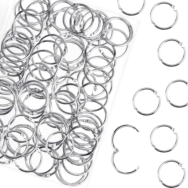 100 stk. ringbindsringe, løse bladbindsringe, bogringe, metalbindsringe til papirer, flashkort, indekskort, ringbind, kontor, skole 0.75 Inch/19mm