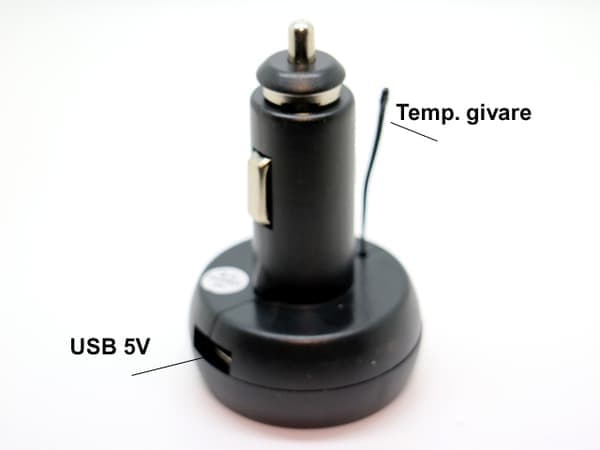 Voltmeter Temp + USB 5v oplader 4-30v DC bil båd autocamper campingvogn Sort
