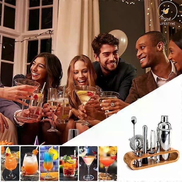 750 ml Mixology Bartender Kit Barsæt med stativ Perfekt hjemmebartender-sæt Martini Cocktail Shaker Sæt Barudstyr Ice Filter Strainer