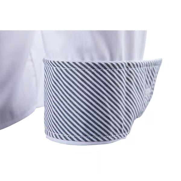 Mönstrad herrskjorta, lång ärm, vardagsskjorta, vit white L