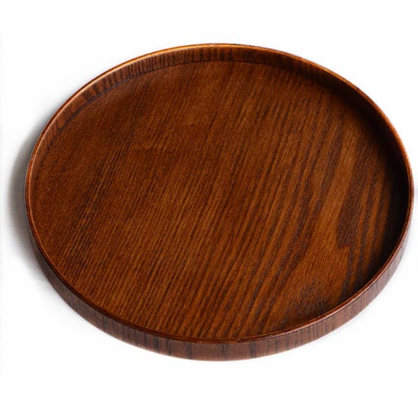 Rundt trebrett for servering av te, kaffe, snacks, mat - Trebrett for restaurant (Diameter 37,5 cm) Brun Brown