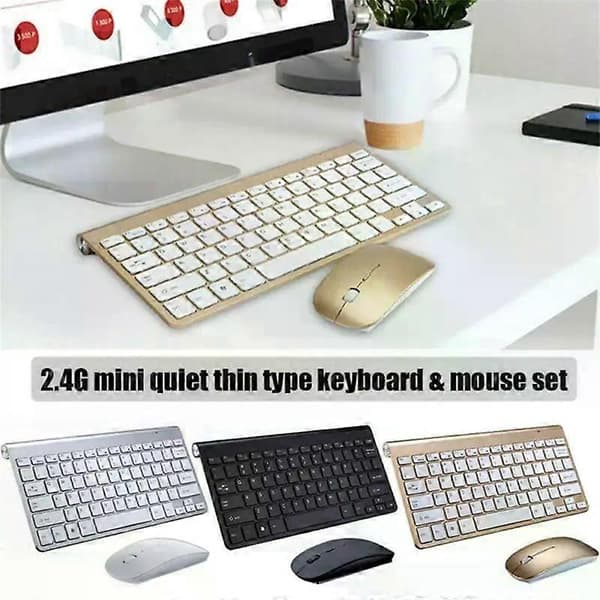 2.4g trådløst tastatur og mus, ergonomisk, bærbart i fuld størrelse, USB-interface, high-end mode sølvhvid Style B