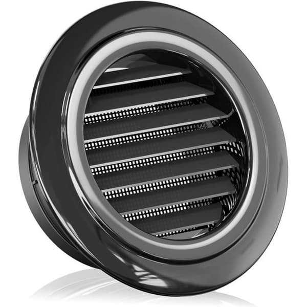 Rund Ventilationsrist 150mm - 1 Styk - Sort ABS - Med Integreret Myggenet - Til Garage, Køkken, Stue