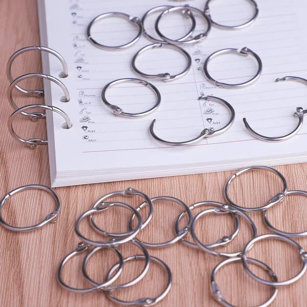 100 stk. ringbindsringe, løse bladbindsringe, bogringe, metalbindsringe til papirer, flashkort, indekskort, ringbind, kontor, skole 1.2 Inch/30mm