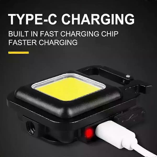 Multifunksjonell bærbar lys Mini Glare COB nøkkelringlys USB oppladbar lommelykt Nødlamper Utendørs campinglys A