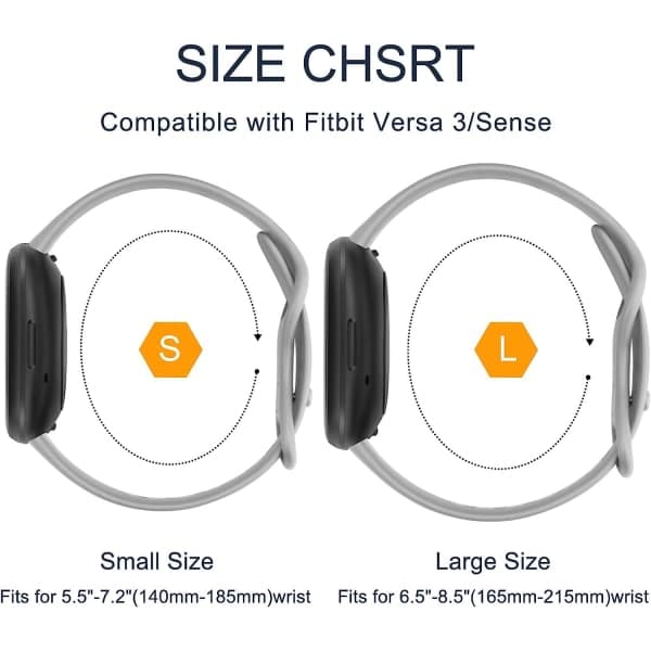 [3-pak] Rem kompatibel med Fitbit Versa 3 rem / Fitbit Sense rem, blød silikone rem til Fitbit Versa 3 / Fitbit Sense smartwatch