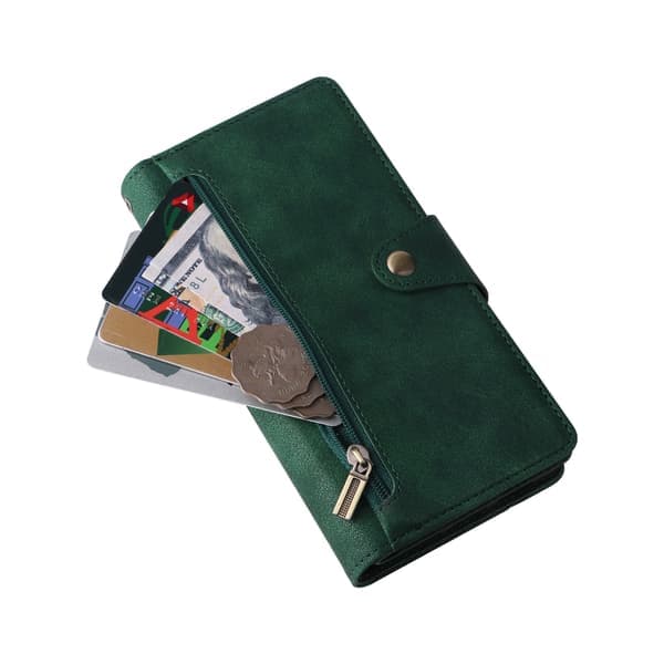 Google Pixel 6A Etui PU Læder Magnetisk Flip Wallet Etui med Lynlås Kortholder (Blå)