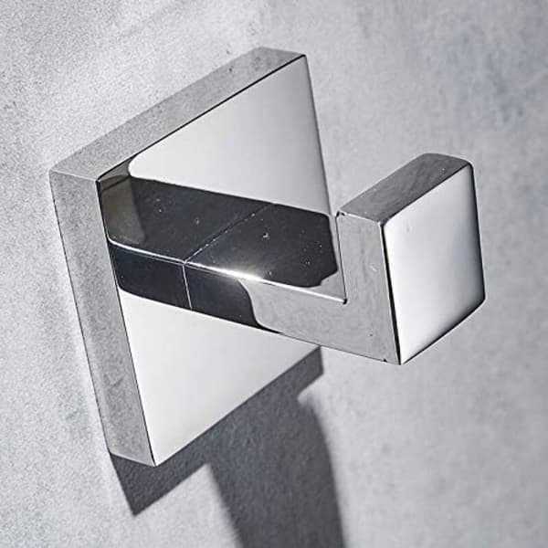 Vægmonteret håndklædeholder i 304 rustfrit stål, sort finish, håndklædeholder til badeværelse og køkken, Chrome Croch
