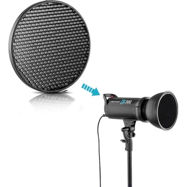 Standard 18 cm Reflektor - 3-Gitter Honeycomb Kit (10, 30, 50 Grader) - Bowens Mount - Aluminiumslegering