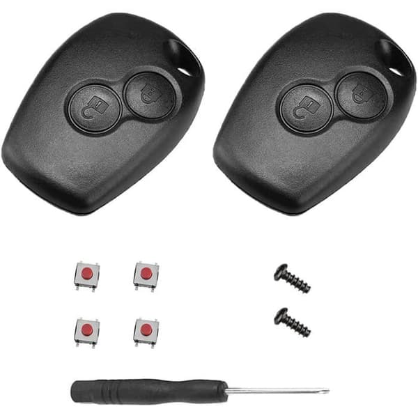2-knapps nøkkelskall - Pakke med 2 - Plast - Bladløs - Renault Dacia - 8,2x2,7 mm