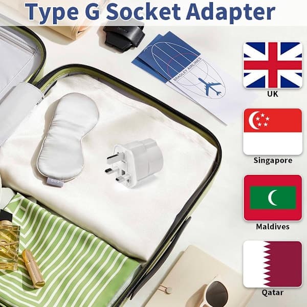 3x Rejseadapter Type G - Engelsk Rejseadapter - C og F Stik til G Stik ...
