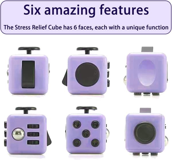 Fidgetleke, 2 kubeleker, anti-stress sensoriske leker, angstlindrende fingerleke, gave til barn og voksne, 6 funksjoner