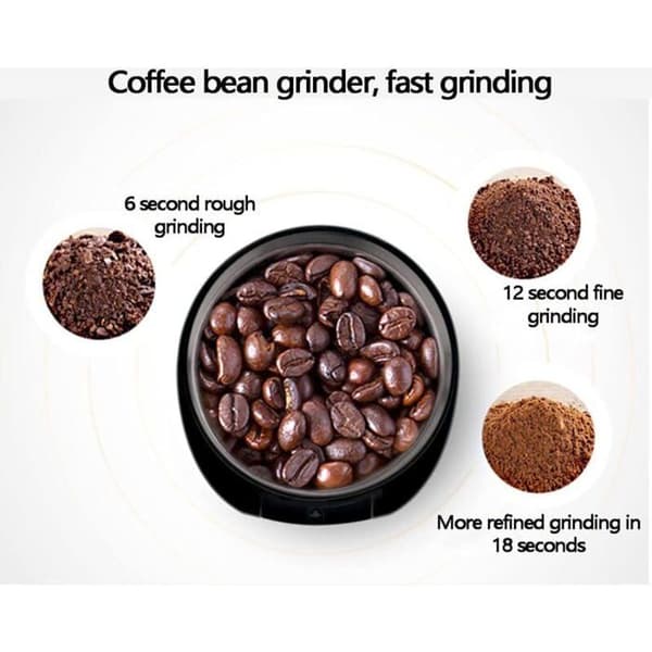 Kaffekværn, mini elektrisk kaffebønnekværn, bønnekværn, nøddekværn, rustfrit stål, sort