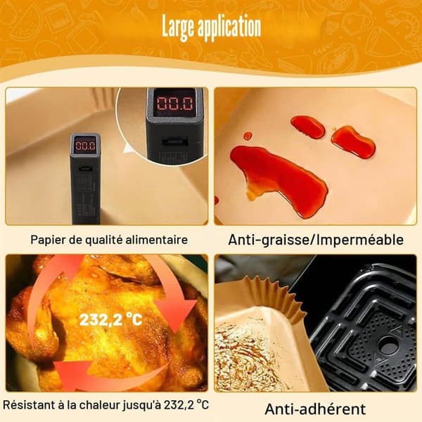Leivinpaperi - 120 kappaletta - Moulinex Easy Fry Mega 7.5L -ilmakeittimelle - Cuilta