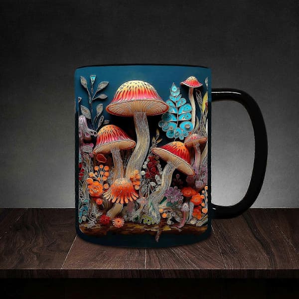 2024 NY Magic Mushrooms Mugg Keramisk Kaffemugg Tekopp med 3D Magic Mushrooms Muggar