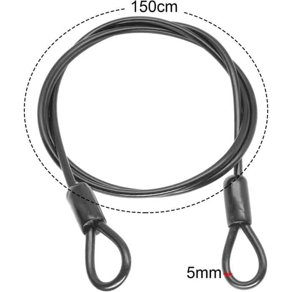Stålwire - 2 delar - Galvaniserat rostfritt stål - Förformade öglor - Cykel- och möbelsäkerhet - 1,5m x 5mm