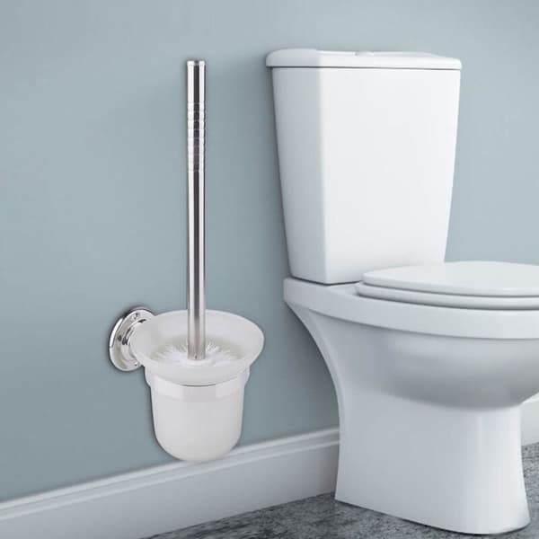 Væghængt toiletbørste i rustfrit stål med holder – Ergonomisk design – Nem installation – Til moderne badeværelser