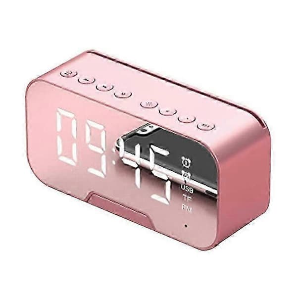 Bluetooth-högtalare, bärbar LED-spegel digital trådlös Bluetooth-högtalare väckarklocka multifunktion