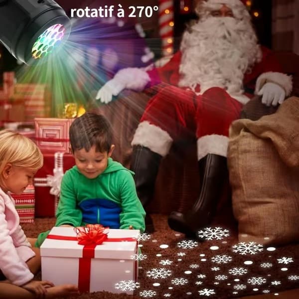 Julelysprojektor med snefnugsmønster | 270° vidvinkel LED-belysning | Perfekt til julepynt Snowflake pattern