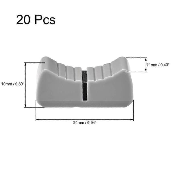 20 stk. 24mmx11mmx10mm konsolmixer-skyderfaderknapper erstatning til potentiometer grå knop sort