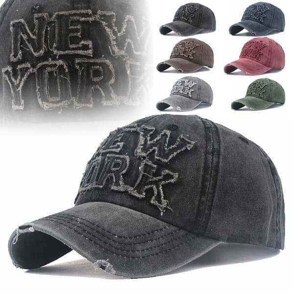 Broderte baseballcaps med slitte hull, falmede hatter GRÅ grå grey
