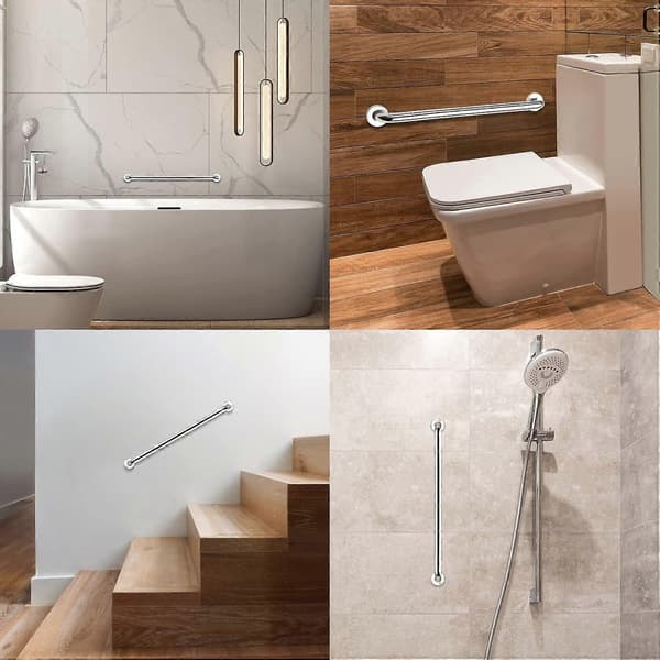Badeværelse sikkerhedsgreb, rustfrit stål (2-pak) Brusegreb sikkerhedsgreb til badekar, bruser, toilet, 60 cm