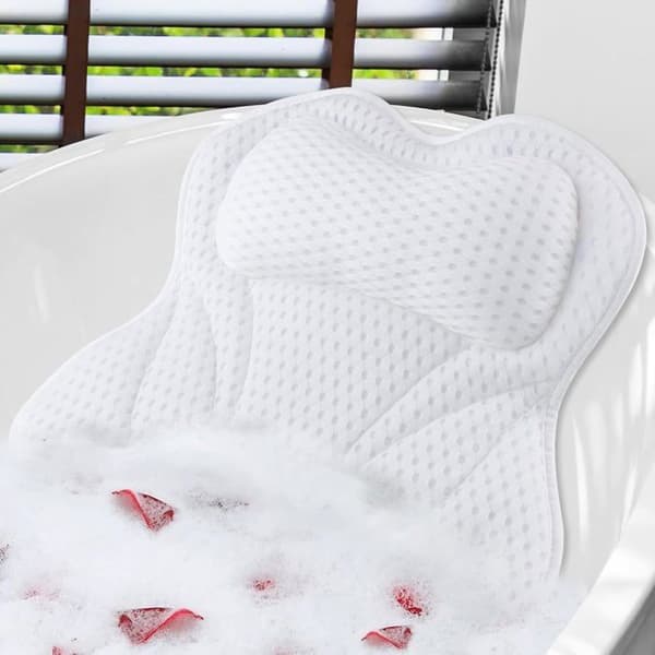 Ergonomisk Badehynde - 1 Stykke - Åndbart 4D Mesh - Hoved- og Rygstøtte med 6 Sugekopper - til Badekar