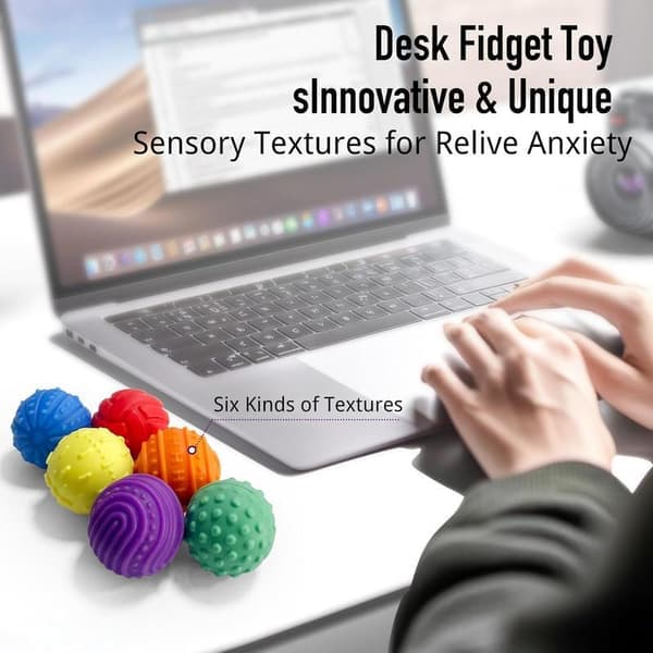 Silikon magnetiske kuler – 6-pakning stresslindrende sensorisk fidget for autisme og ADHD