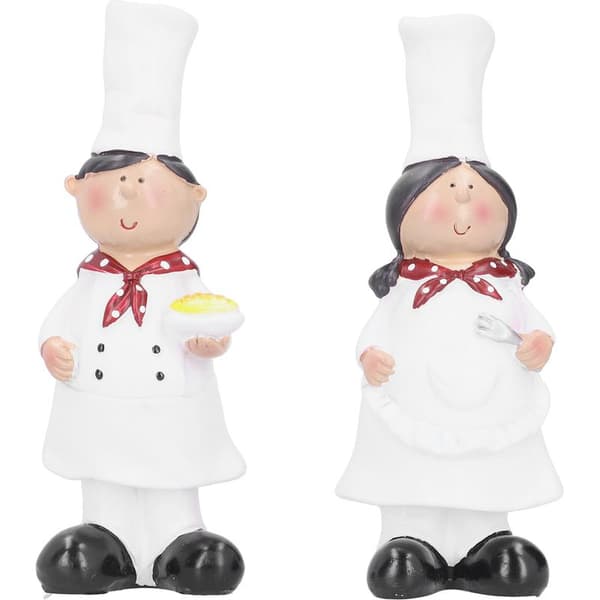 kokkefigurer i harpiks som viser et par, ideelt for