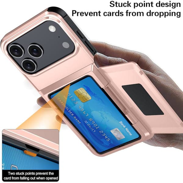 Etui til iPhone 17 Pro Max Wallet - Stilfuldt beskyttelsesetui med kortholder (plads til 5 kort) - Grå iPhone 17 Pro Max grey iPhone 17 Pro Max