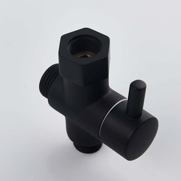 3-vejs omskifterventil i messing afspærringsventil 3/8 \"-1/2 \" adapter til toiletrør, sort