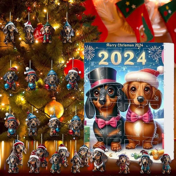 Nytt 2024 julekalender samleobjekt morsomt hundesett
