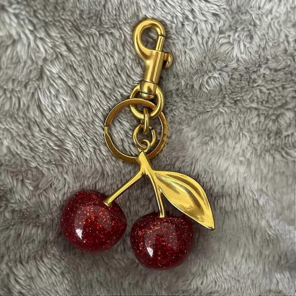 Körsbärsväskcharm, Körsbärsnyckelring Accessoar Plånboksberlock