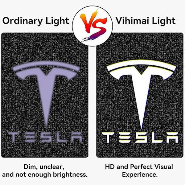 Dør Logo Projektor Lys Velkomstlys Trinlys til Tesla Model 3 Model Y Model S Model X Bil Lys Tesla Lys Tesla Tilbehør, 4 -FS-