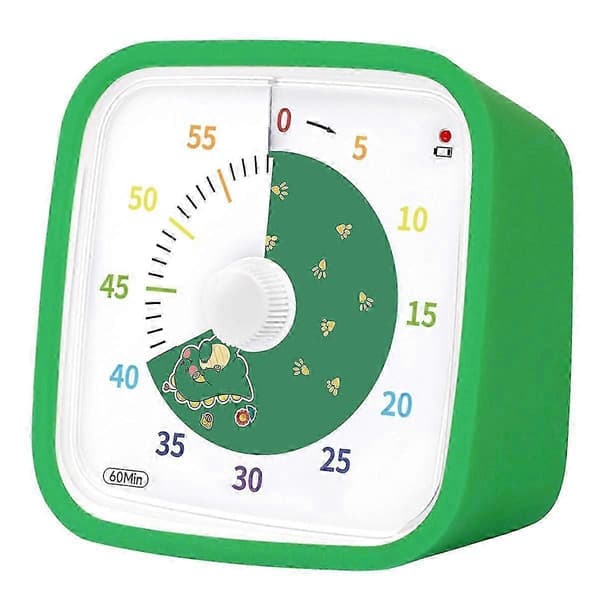 60-minutters visuel timer med beskyttende etui, dinosaur-skivetime til børn og voksne, lydløs nedtælling