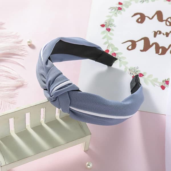 Hårband för damer, 3-pack, knutna hårband, breda elastiska hårband (grön, grå, rosa)