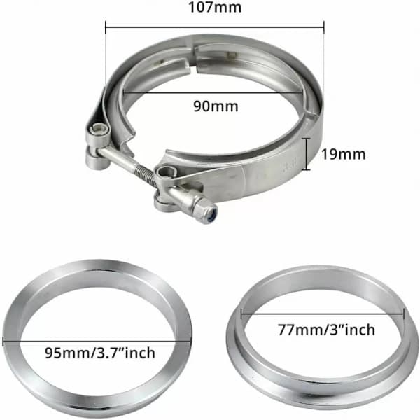 2X 3 tommer 76mm V-bånd V-bånd klemme rustfritt stål flens eksosrør-FS-
