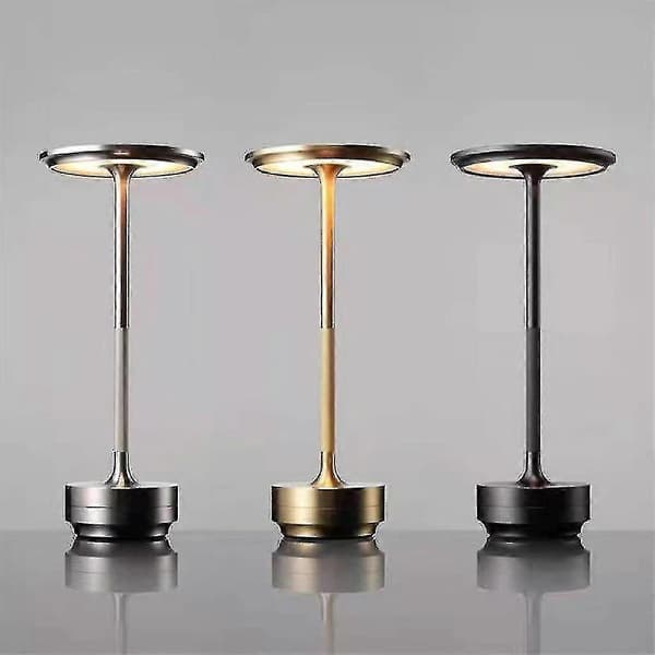 Trådløs bordlampe dimbar vanntett metall USB oppladbare bordlamper