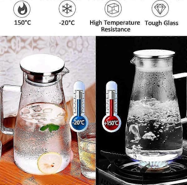 Blyfri borosilikatglas karaffel kande til mælk og rød 1800ml