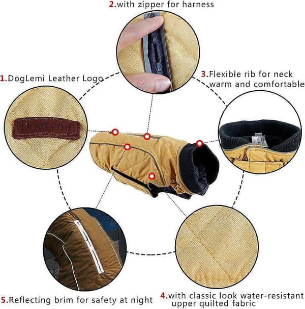 1 st Vinterhundjacka Varm Väst med Reflexränder och Hål för Sele Koppel Kläder