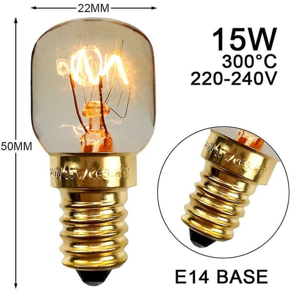 15W E14 Saltlampor Glödlampor (4-pack) för 300°C Ugn, Kylskåp, 2700K Multifunktionella Apparater (Varmvit)