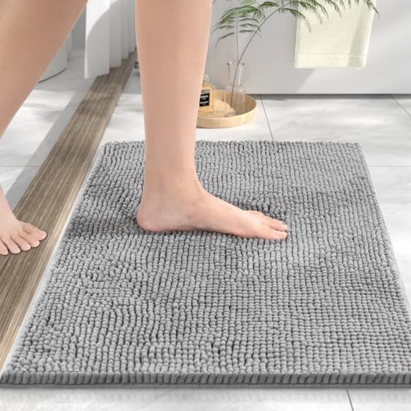 Chenille baderomsmatte - 1 stk - Myk polyester - Absorberende og sklisikker - For bad og dusj - 60x4