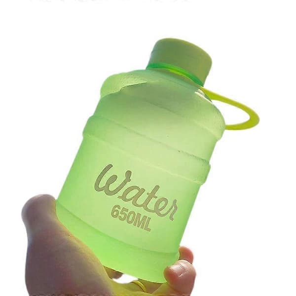 Mini Liten Ren Hinkkopp Plast Vattenkopp Vatten [Frostat Grön] 650ml Enkel Kopp + Koppborste + Snodd
