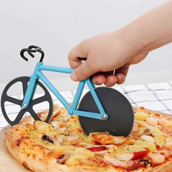 Cykel Pizzaskærer, Dobbelthjul med Non-Stick Rustfrit Stål Superskarpe Blade