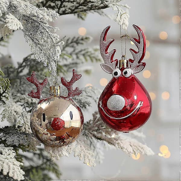 Sett med 8 knusesikre julekuler til juletreet - Fyllbare kuler - Gull og rød