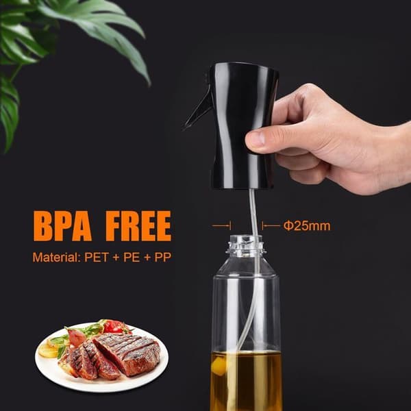 Højkvalitets madolie spray 300 ml, madolieforstøver til airfryer, sort