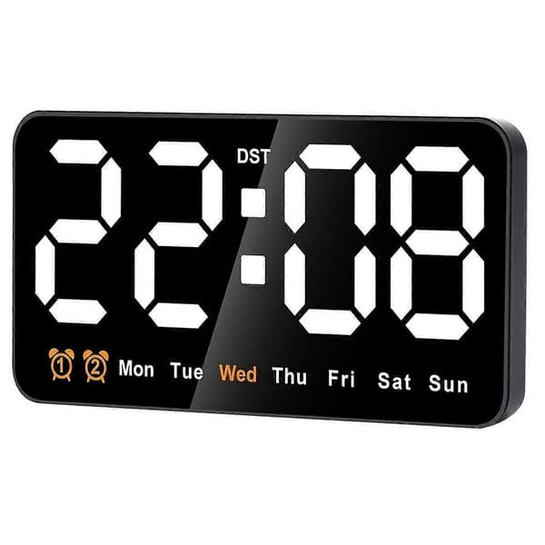 Digital Väggklocka, 9-tums LED Digital Klocka Stor Display med 12/24H, Stora Siffror, Liten Tyst Väggklocka